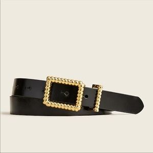 J. Crew - black belt with braided gold buckle. NWT